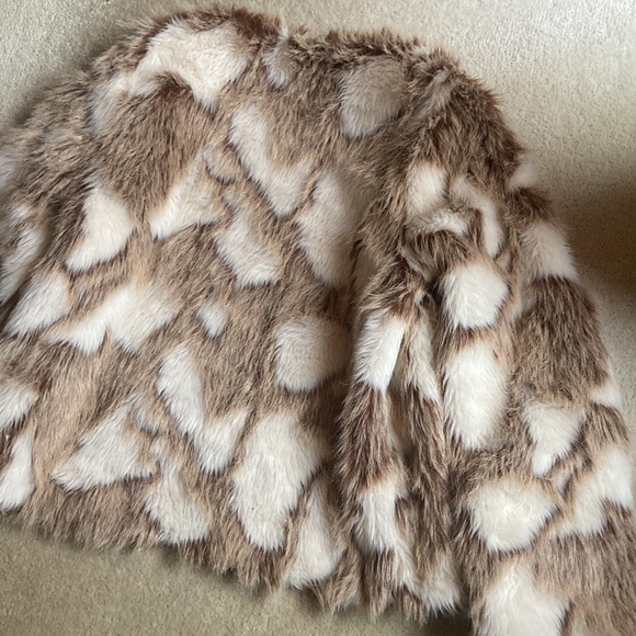 Decree multi colored beige and coffee medium faux fur short jacket - Picture 8 of 8